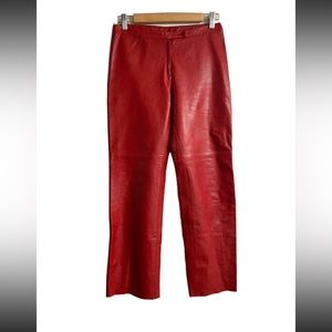 bcbg max azria - Red Leather Moto Pants Size 4 Straight Leg Lined Rocker Soft